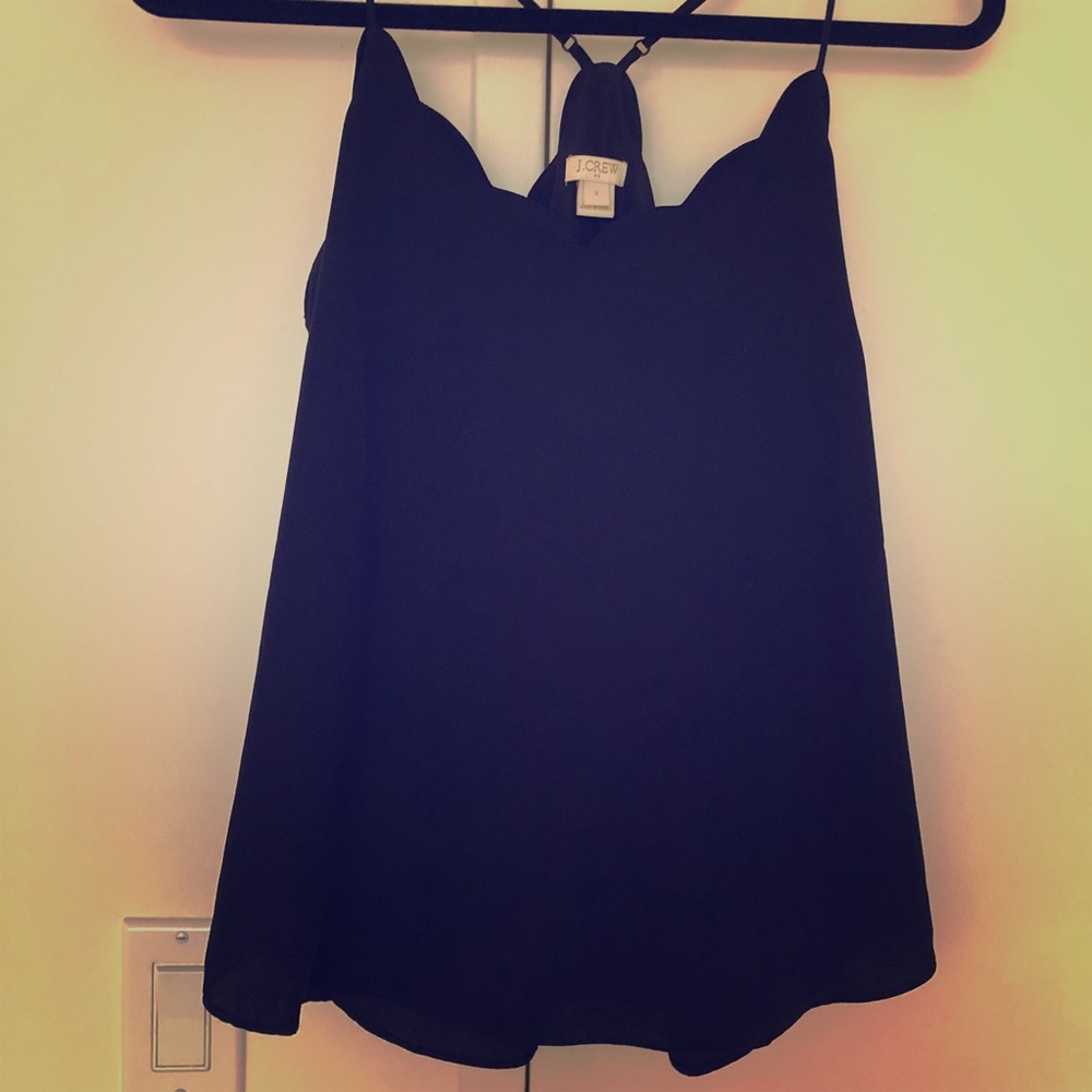 J Crew Black Scalloped Tank Top - Size 2